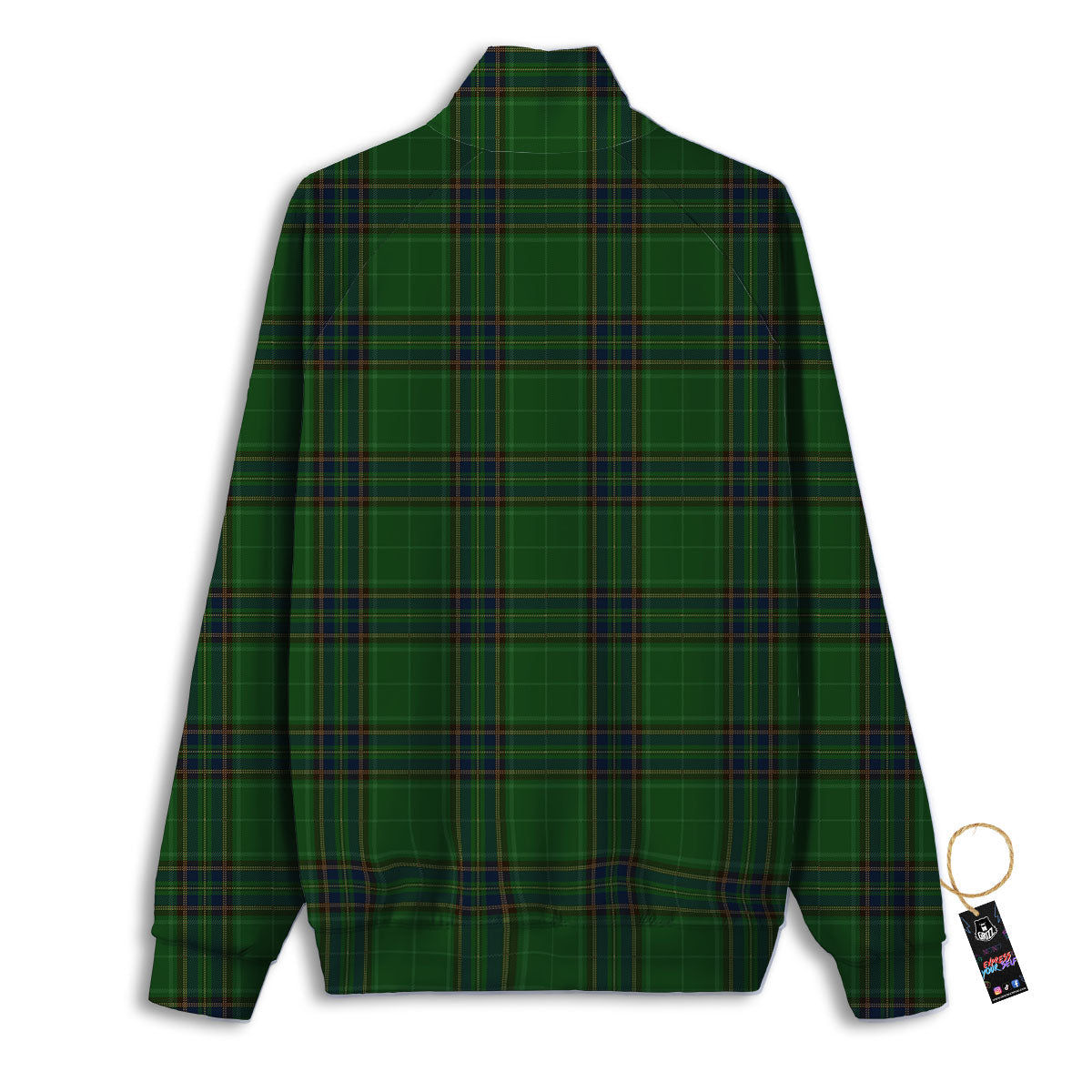 Stewart Tartan Blue And Green Print Track Jacket-grizzshop