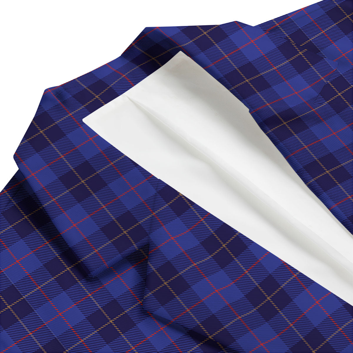 Stewart Tartan Deep Blue Print Men's Blazer-grizzshop
