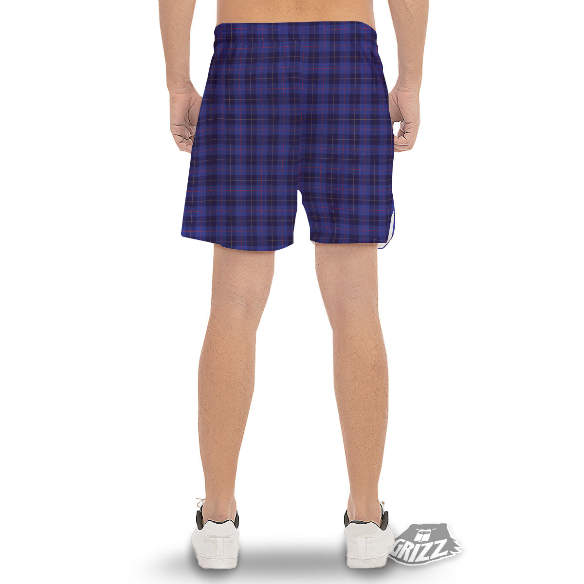 Stewart Tartan Deep Blue Print Men's Gym Shorts-grizzshop