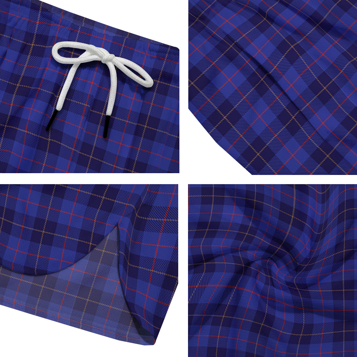 Stewart Tartan Deep Blue Print Men's Running Shorts-grizzshop