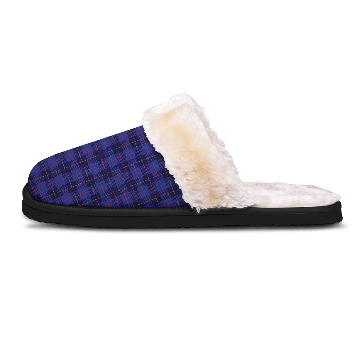 Stewart Tartan Deep Blue Print Slippers-grizzshop