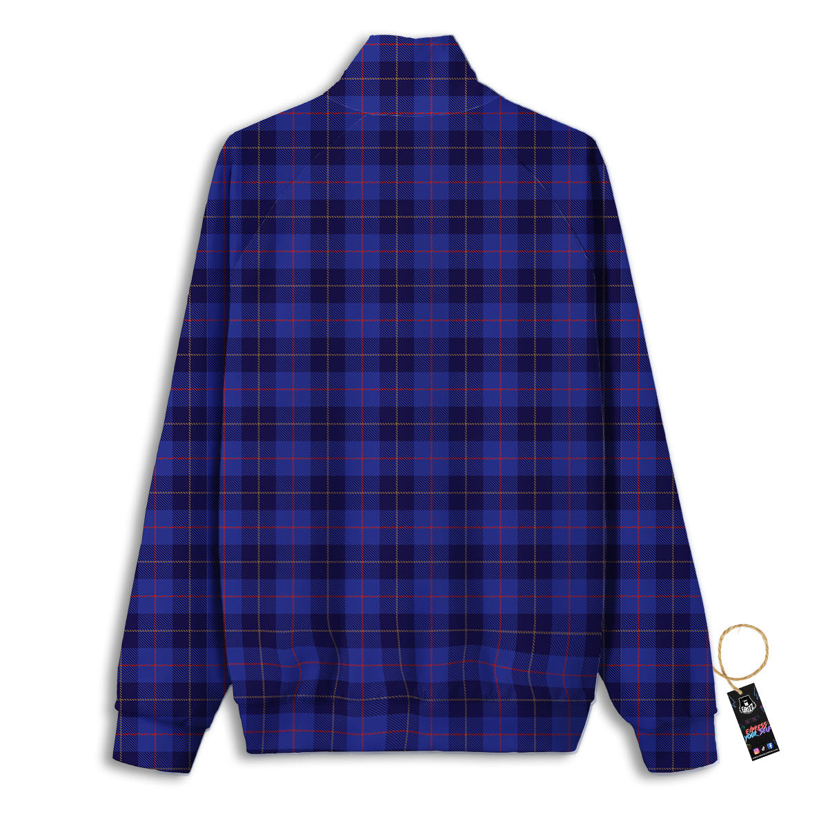 Stewart Tartan Deep Blue Print Track Jacket-grizzshop