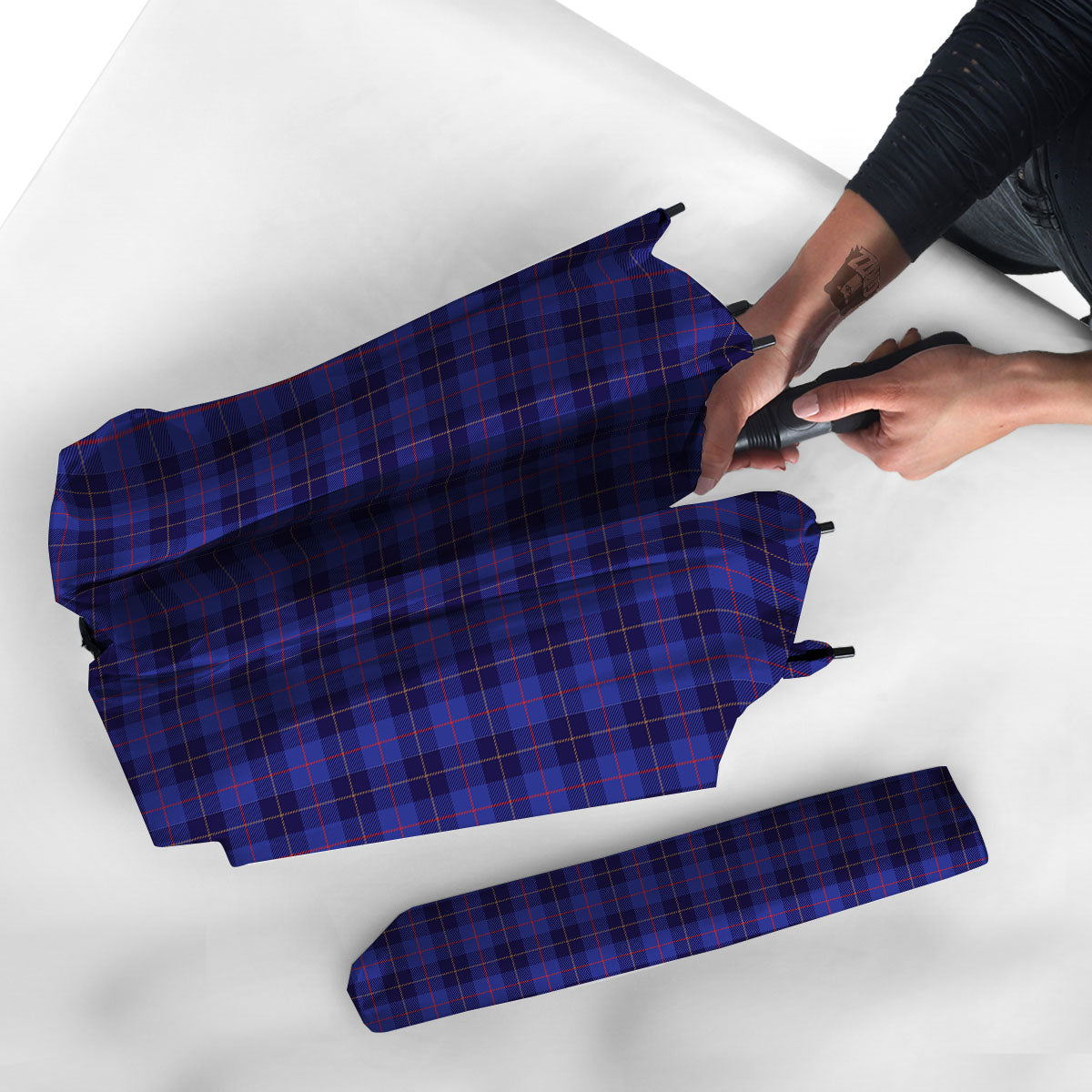 Stewart Tartan Deep Blue Print Umbrella-grizzshop