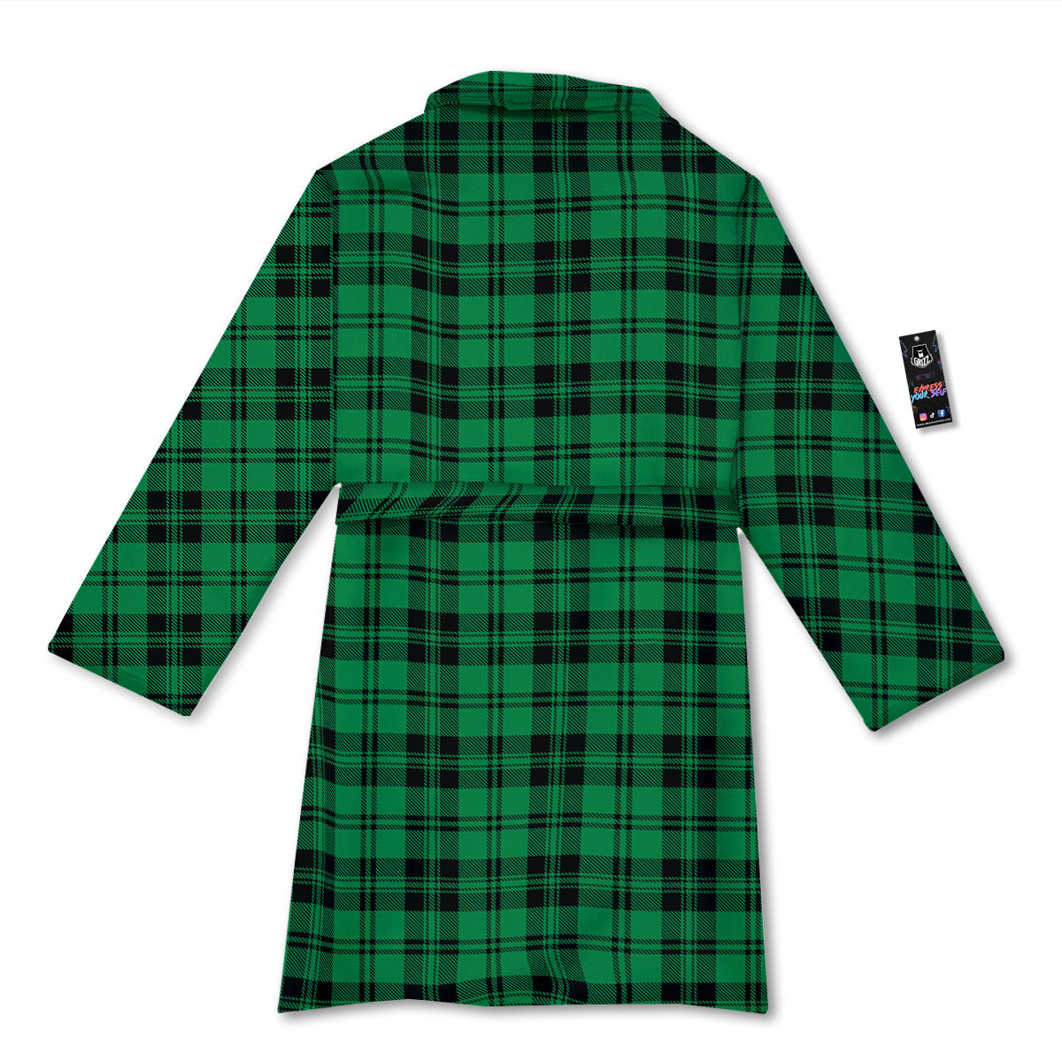 Stewart Tartan Green And Black Print Bathrobe-grizzshop
