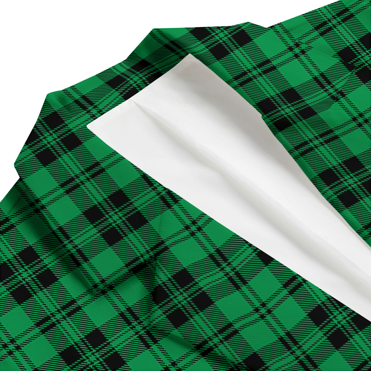 Stewart Tartan Green And Black Print Men's Blazer-grizzshop