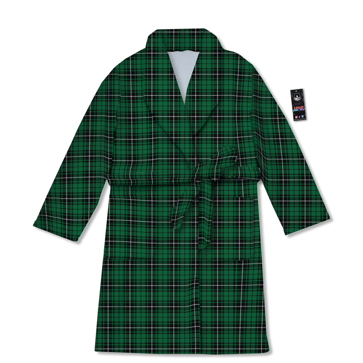 Stewart Tartan Green Print Bathrobe-grizzshop