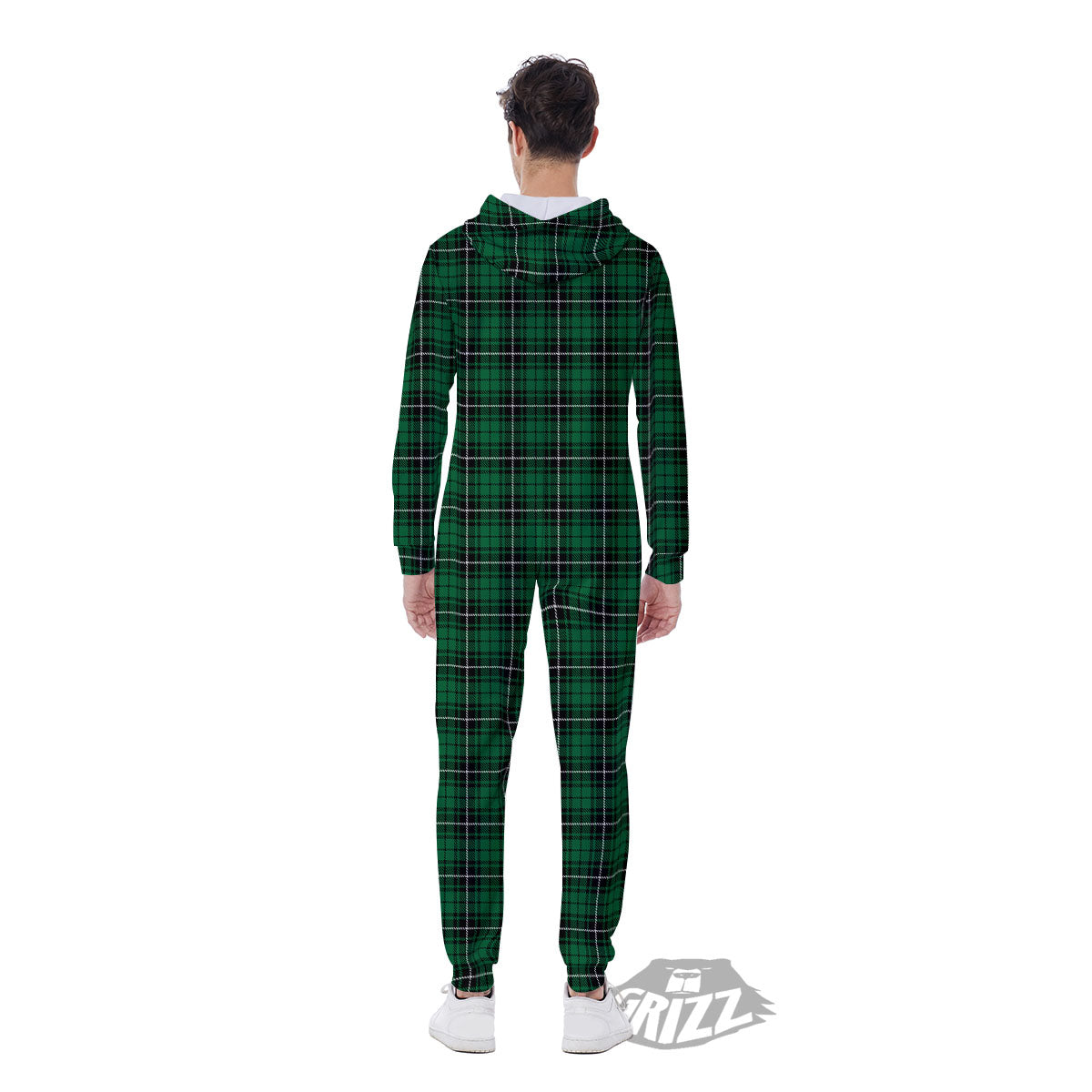 Stewart Tartan Green Print Men's Jumpsuit-grizzshop