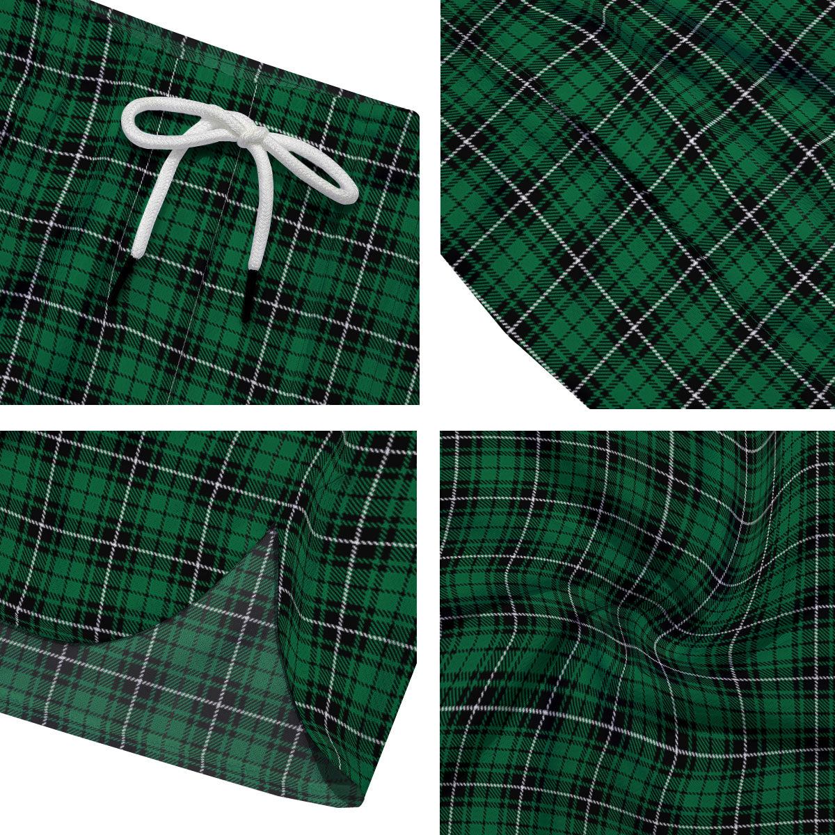 Stewart Tartan Green Print Men's Running Shorts-grizzshop