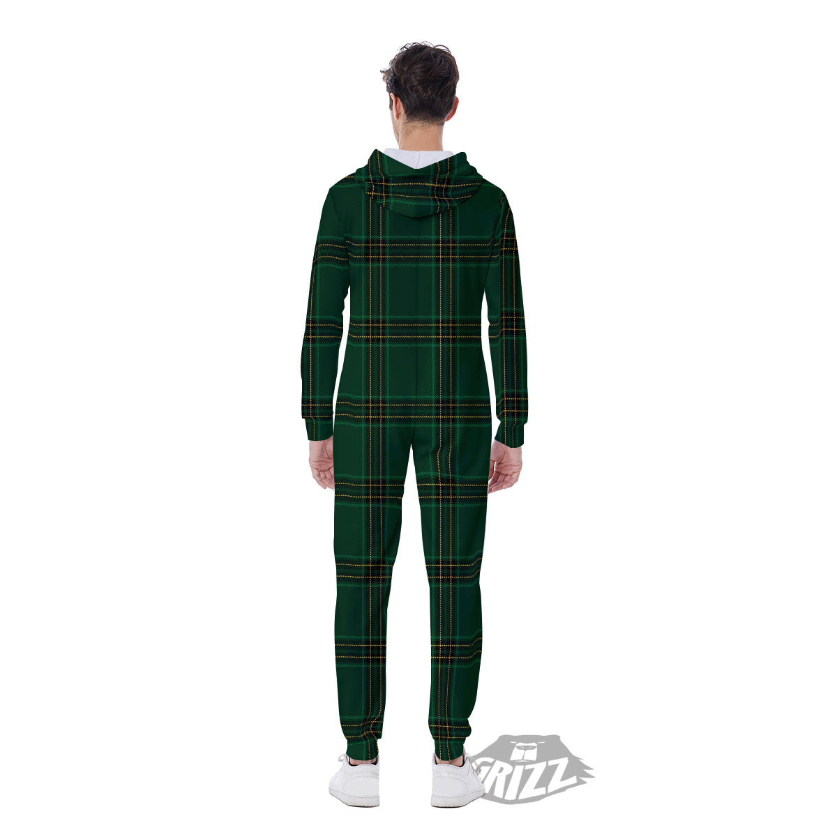 Stewart Tartan Green Print Pattern Men's Jumpsuit-grizzshop