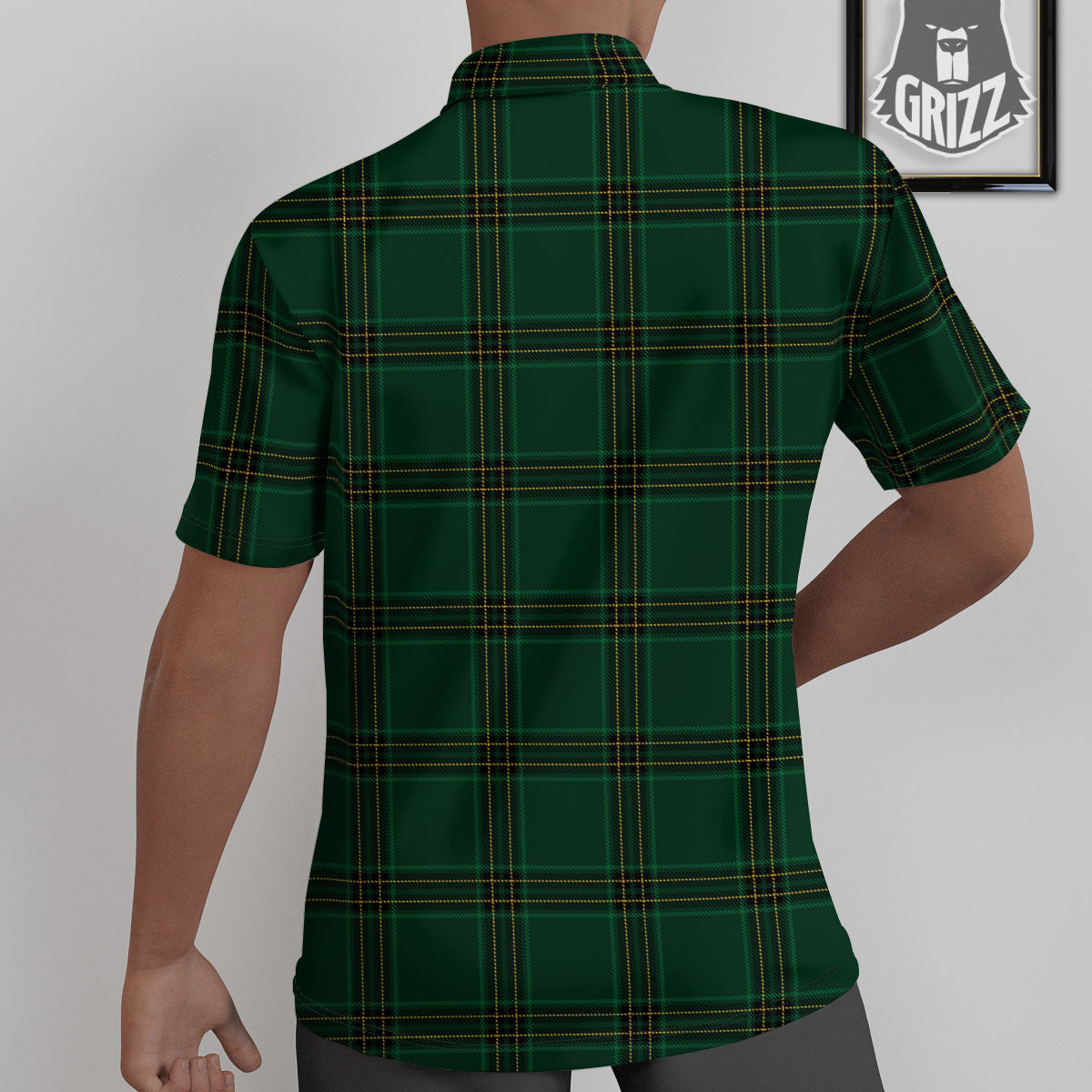 Stewart Tartan Green Print Pattern Untucked Shirts-grizzshop