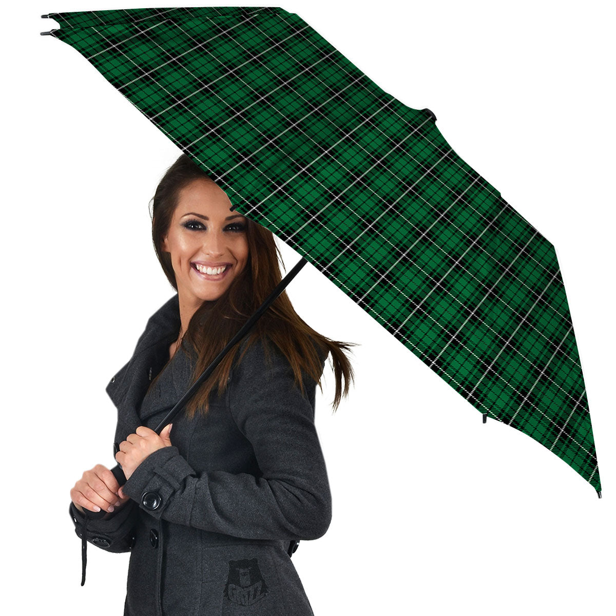 Stewart Tartan Green Print Umbrella-grizzshop