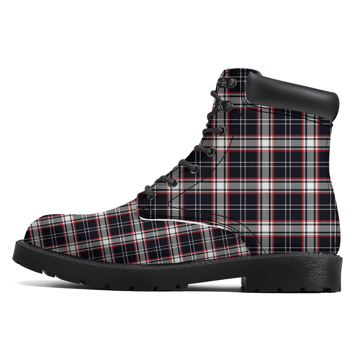 Stewart Tartan Red And Black Print Boots-grizzshop