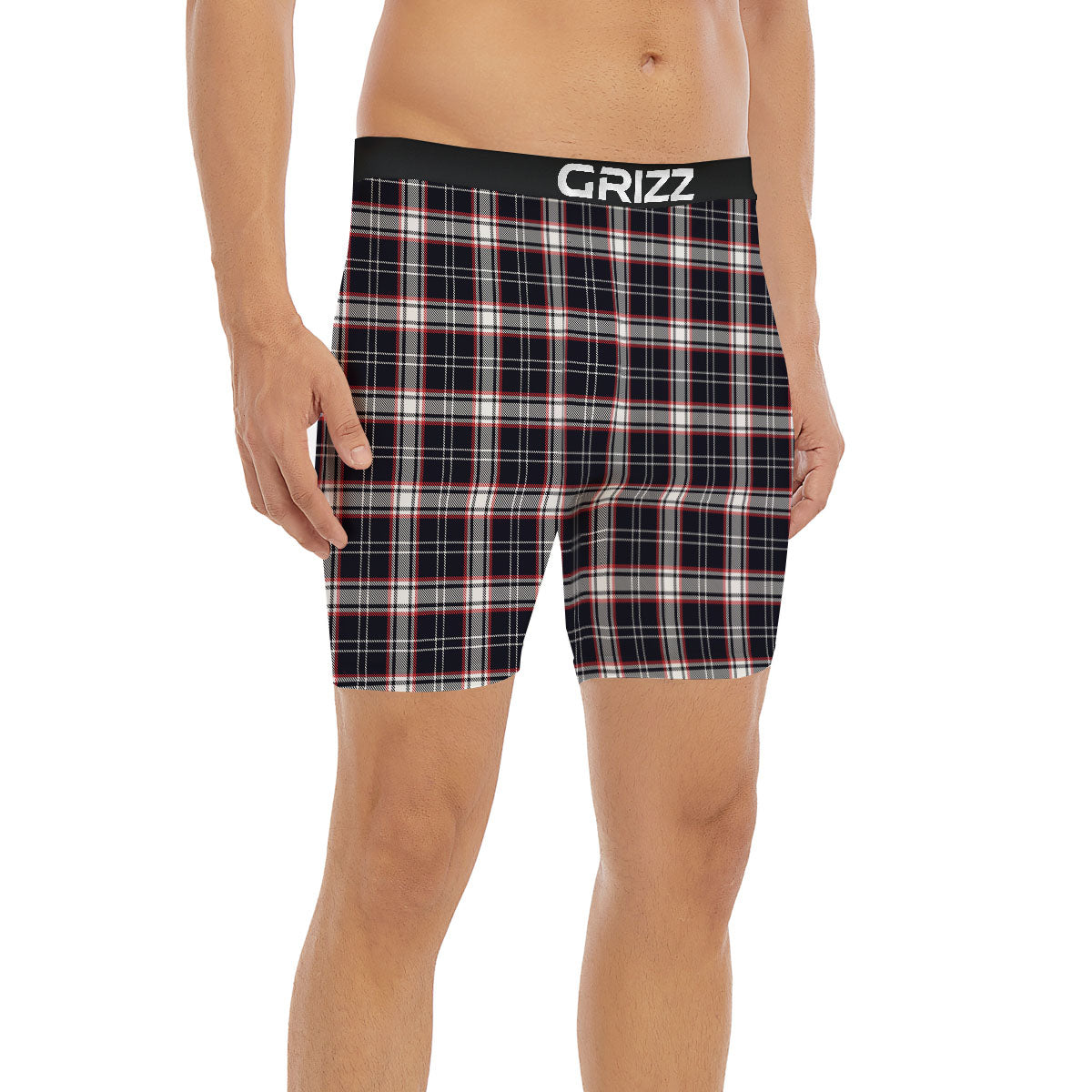 Stewart Tartan Red And Black Print Boxer Briefs-grizzshop