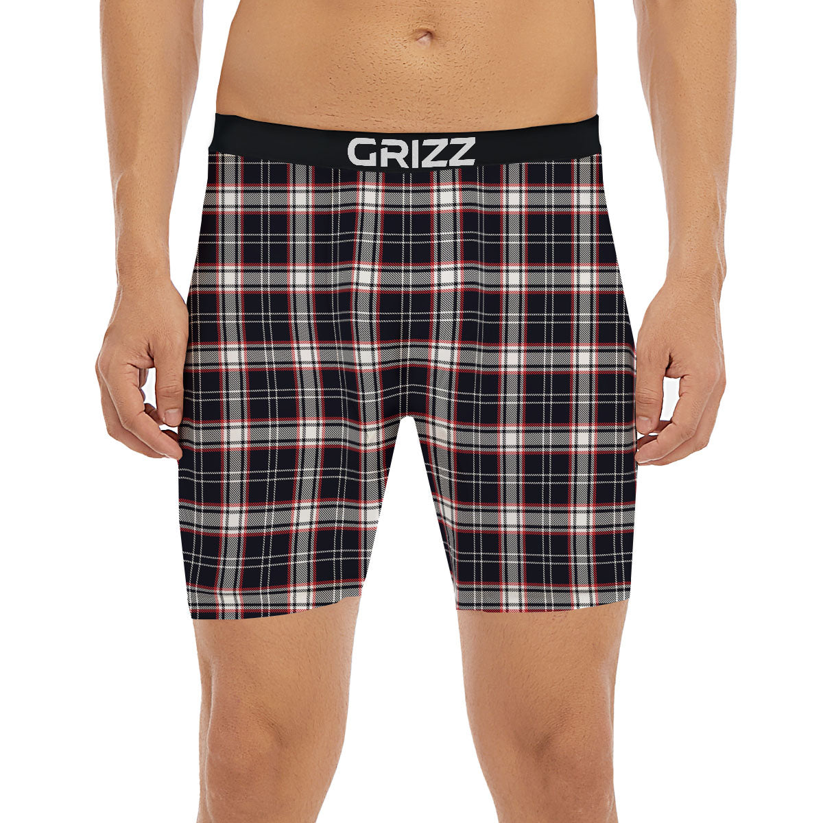 Stewart Tartan Red And Black Print Boxer Briefs-grizzshop