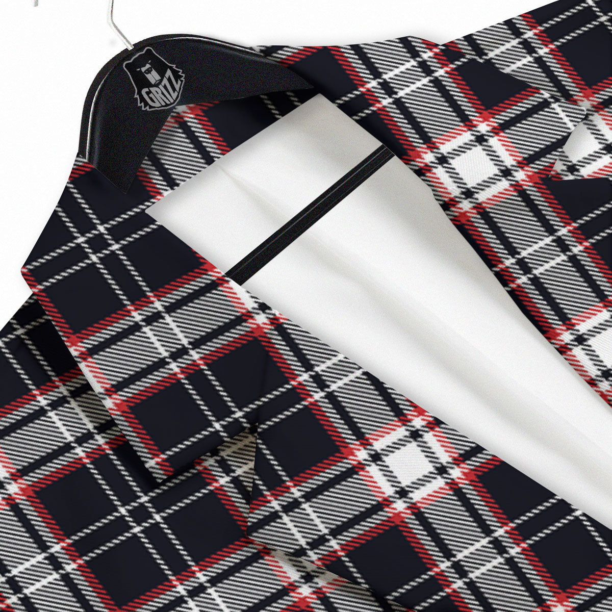 Stewart Tartan Red And Black Print Men's Sport Coat-grizzshop