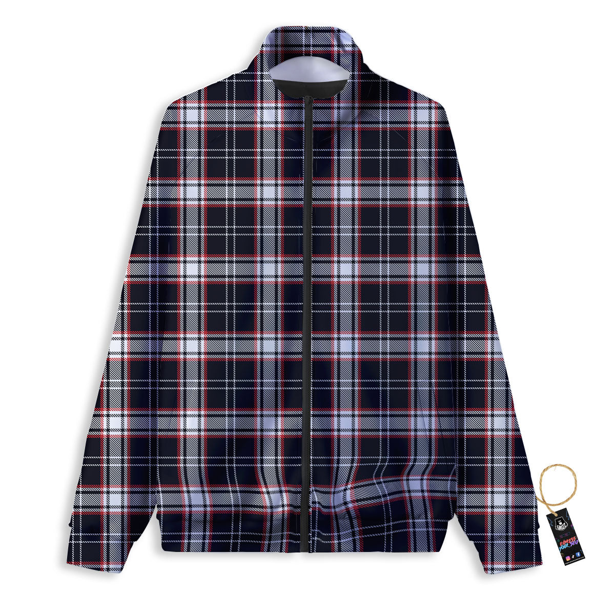 Stewart Tartan Red And Black Print Track Jacket-grizzshop