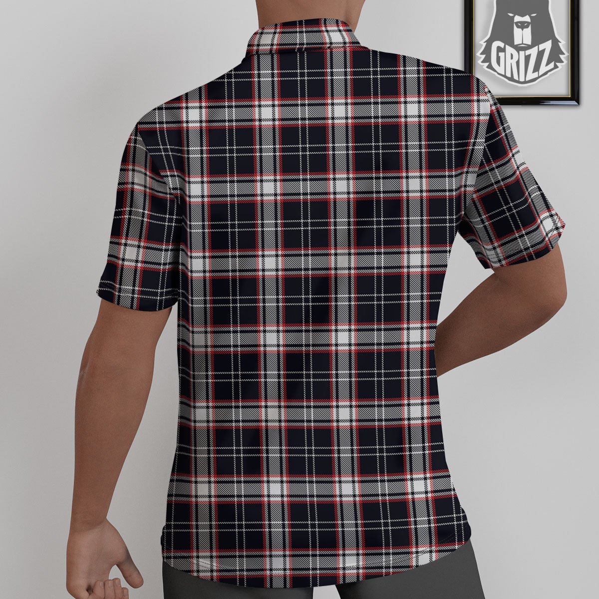 Stewart Tartan Red And Black Print Untucked Shirts-grizzshop