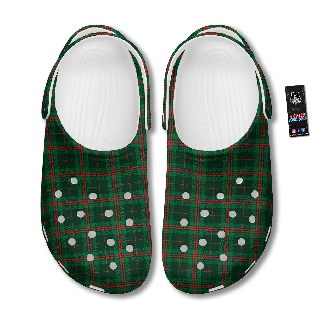 Stewart Tartan Red And Green Print Clog-grizzshop