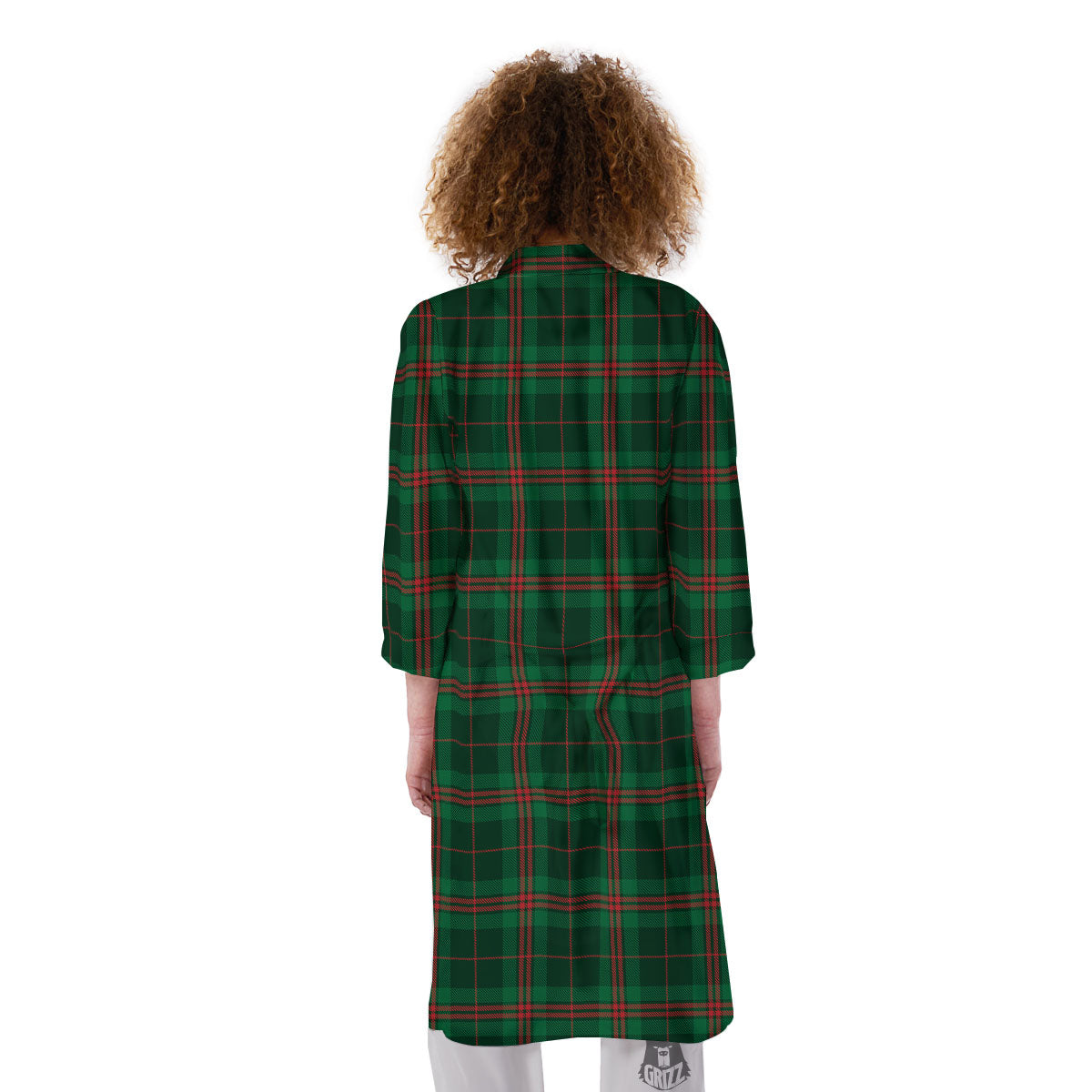 Stewart Tartan Red And Green Print Kimono-grizzshop