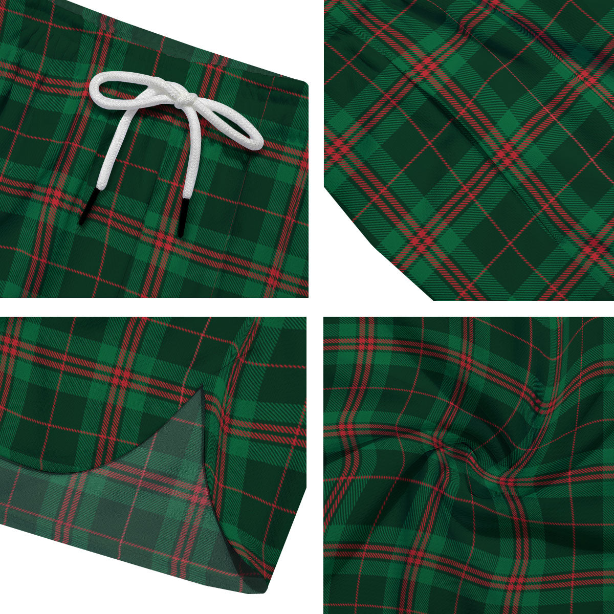Stewart Tartan Red And Green Print Men's Running Shorts-grizzshop