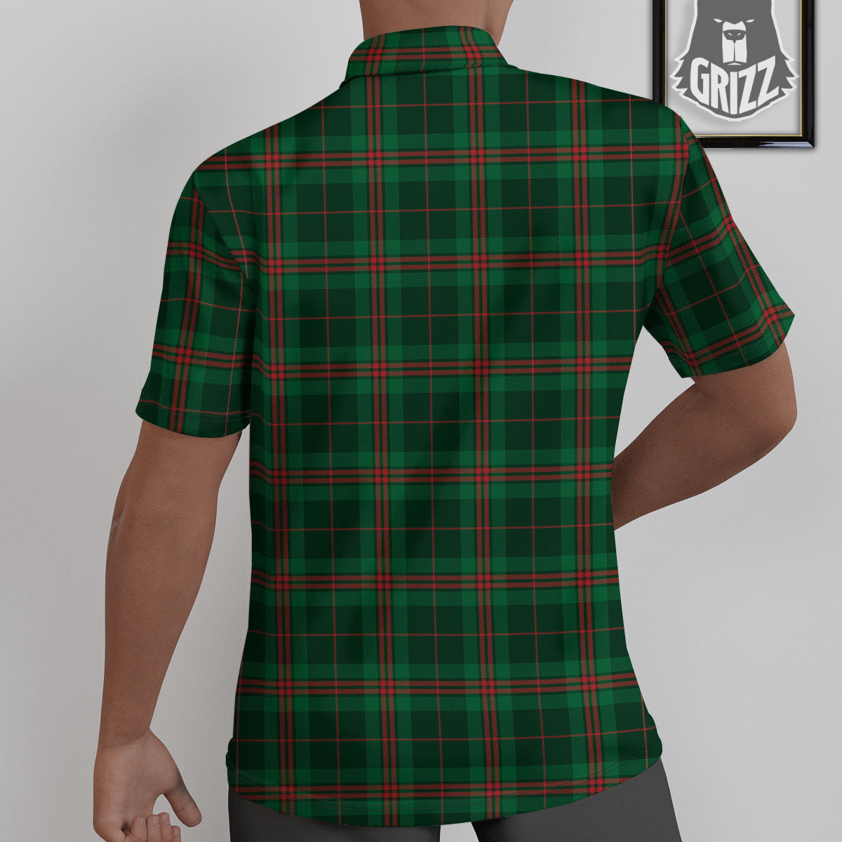 Stewart Tartan Red And Green Print Untucked Shirts-grizzshop
