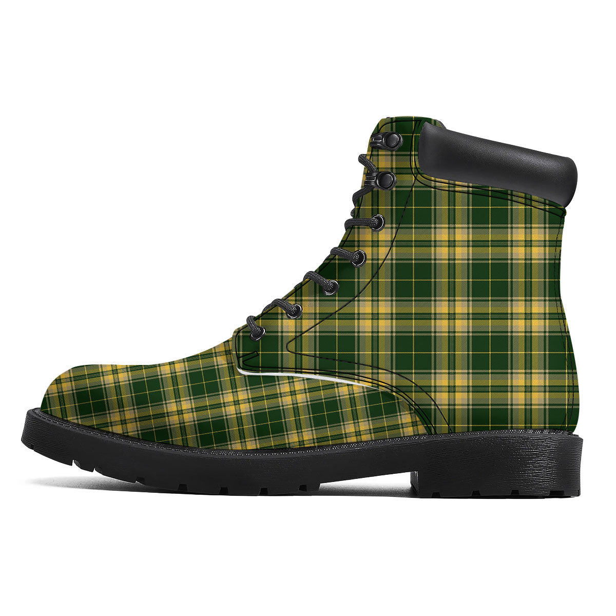 Stewart Tartan Yellow And Green Print Boots-grizzshop