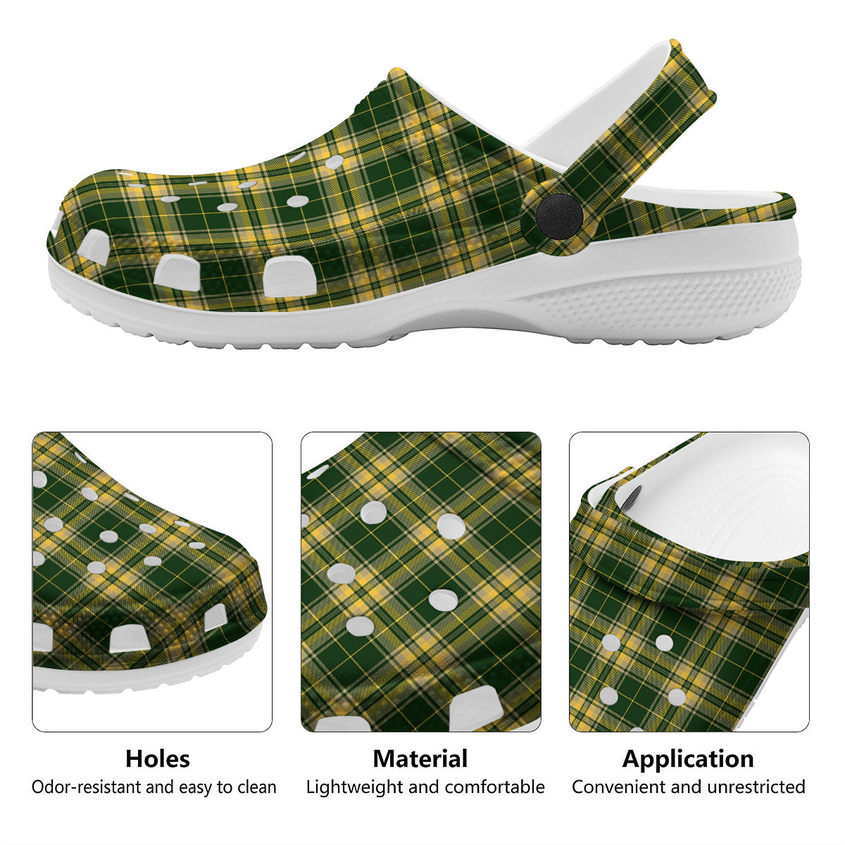 Stewart Tartan Yellow And Green Print Clog-grizzshop