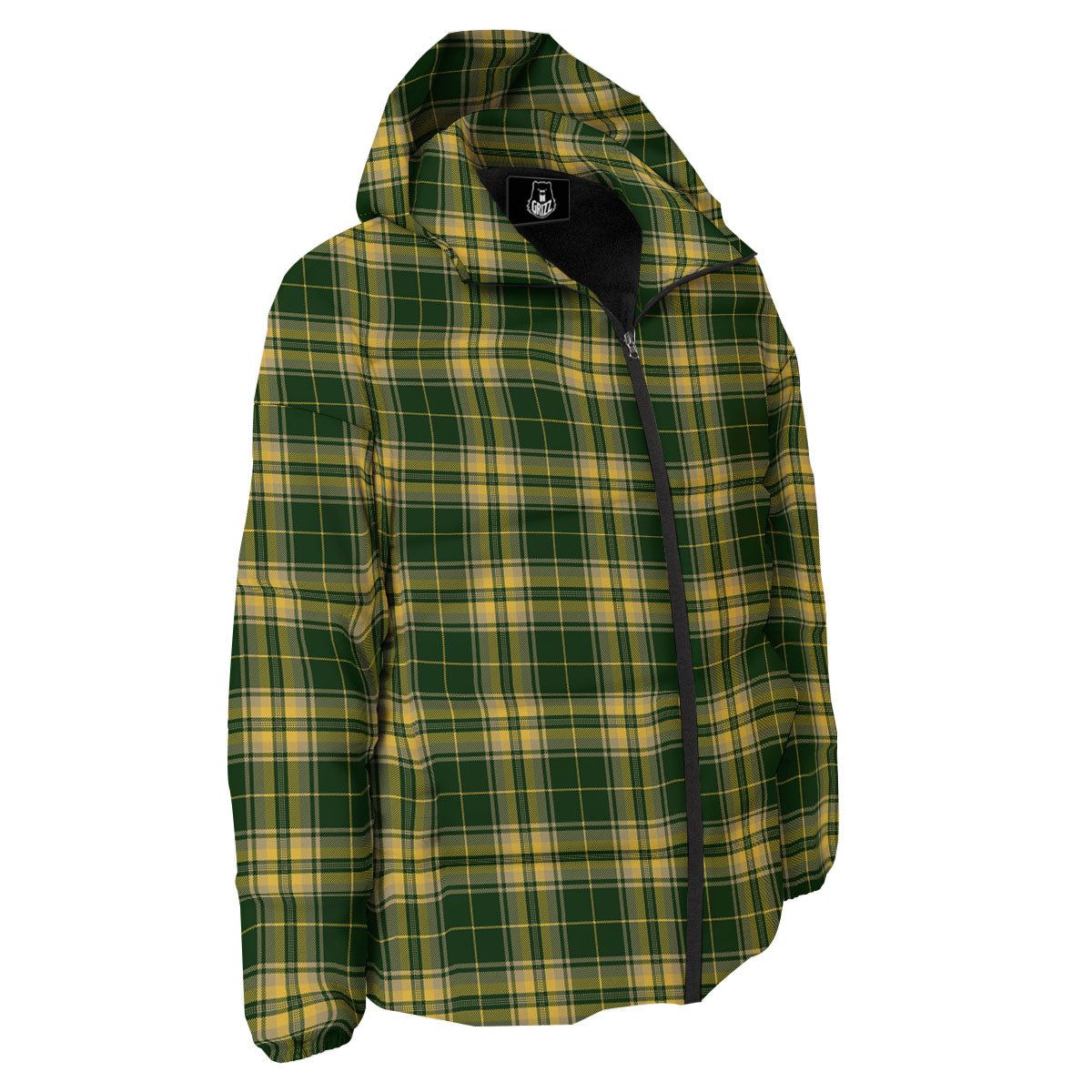 Stewart Tartan Yellow And Green Print Down Jacket-grizzshop