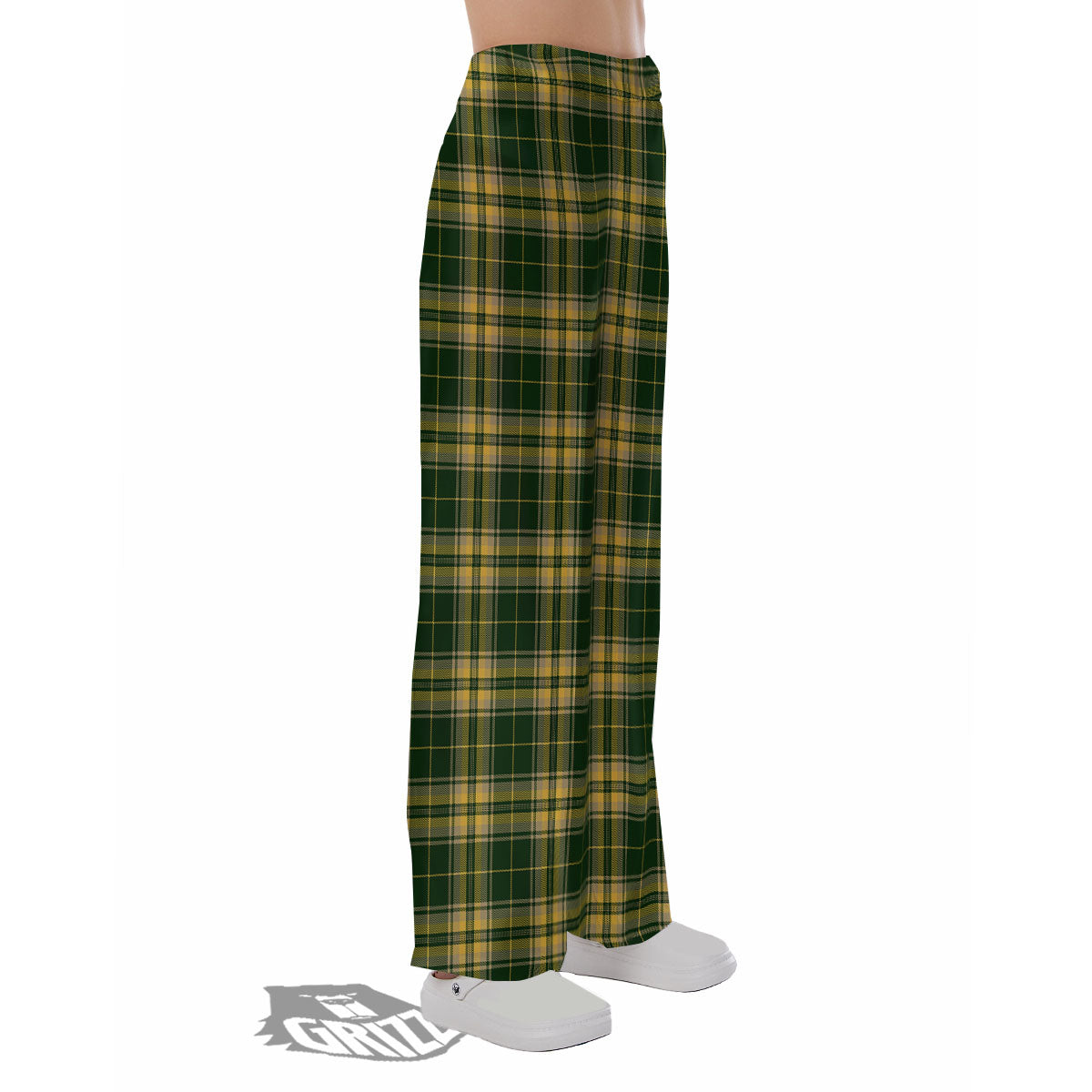 Stewart Tartan Yellow And Green Print Pajama Pants-grizzshop