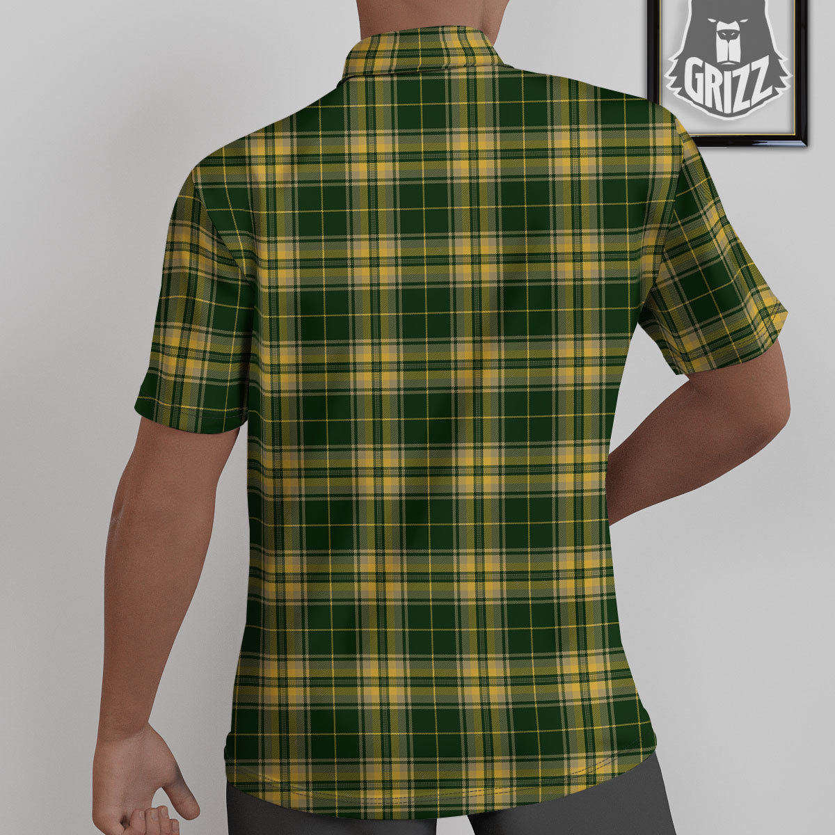 Stewart Tartan Yellow And Green Print Untucked Shirts-grizzshop