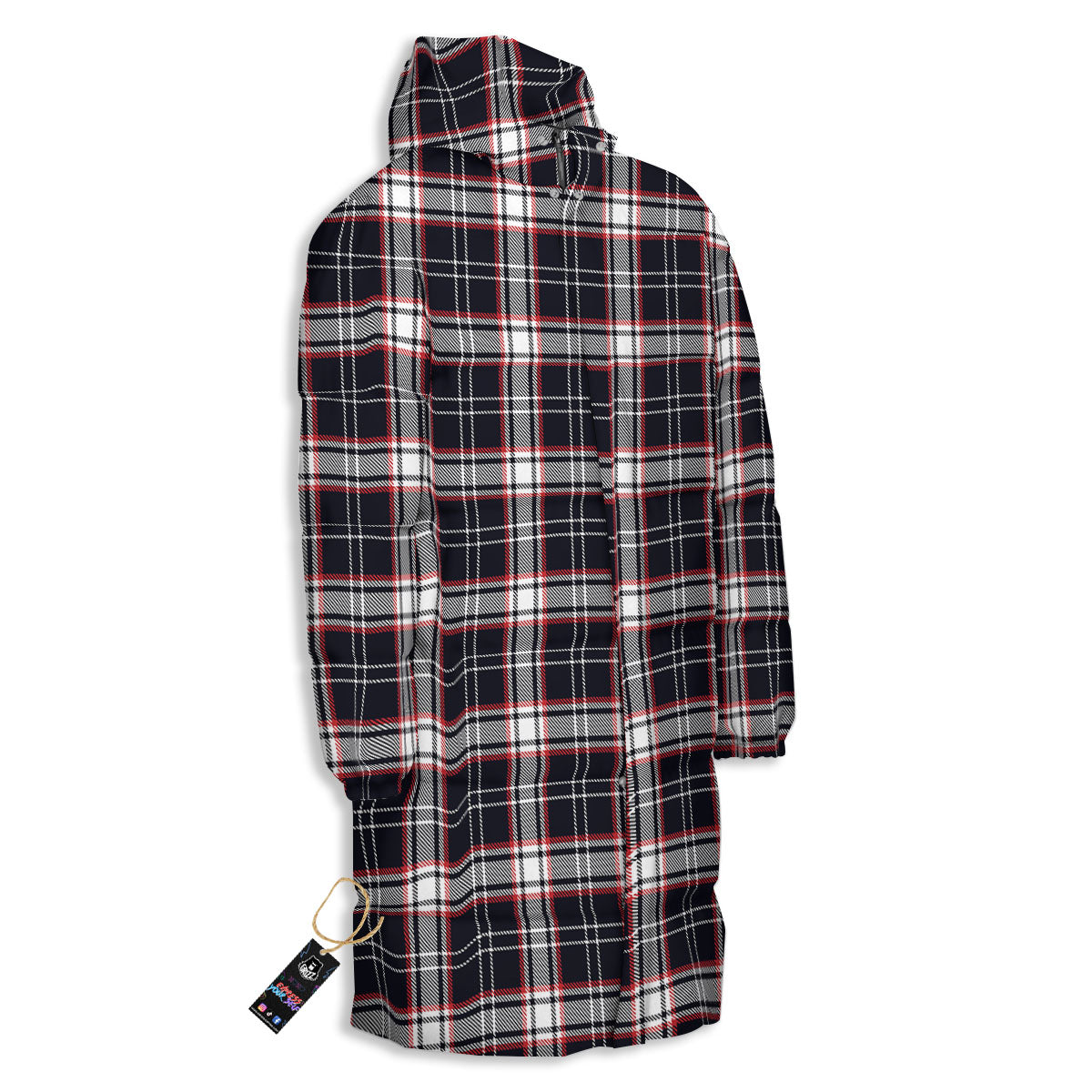 Stewart Tartan Red And Black Print Long Down Jacket