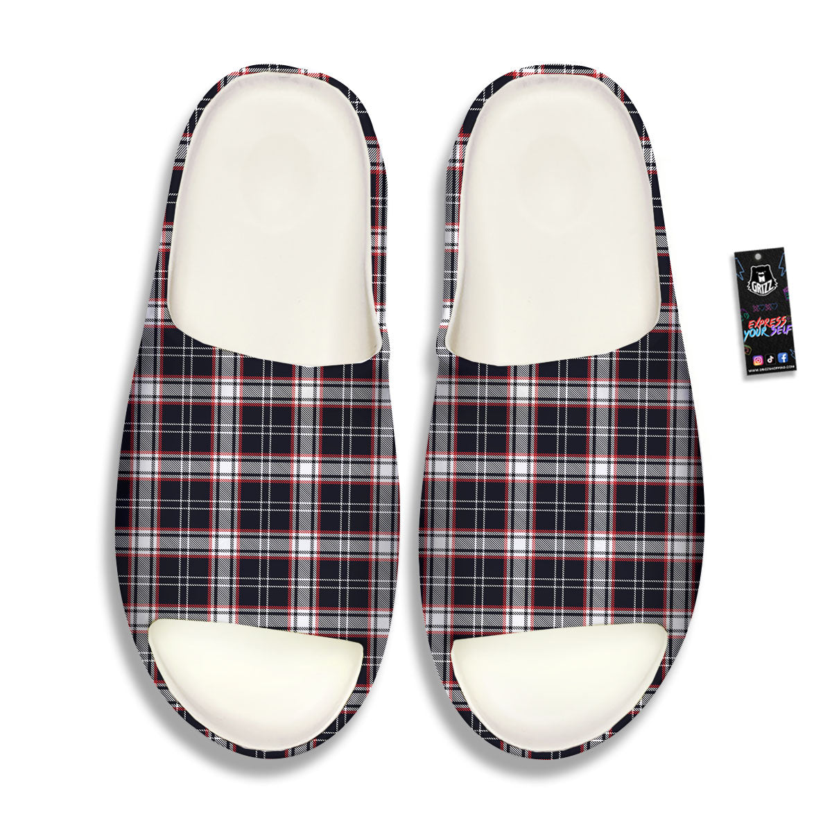 Stewart Tartan Red And Black Print Sandals-grizzshop