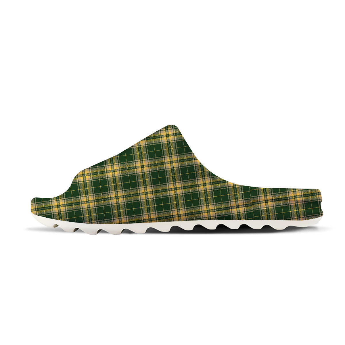 Stewart Tartan Yellow And Green Print Sandals-grizzshop