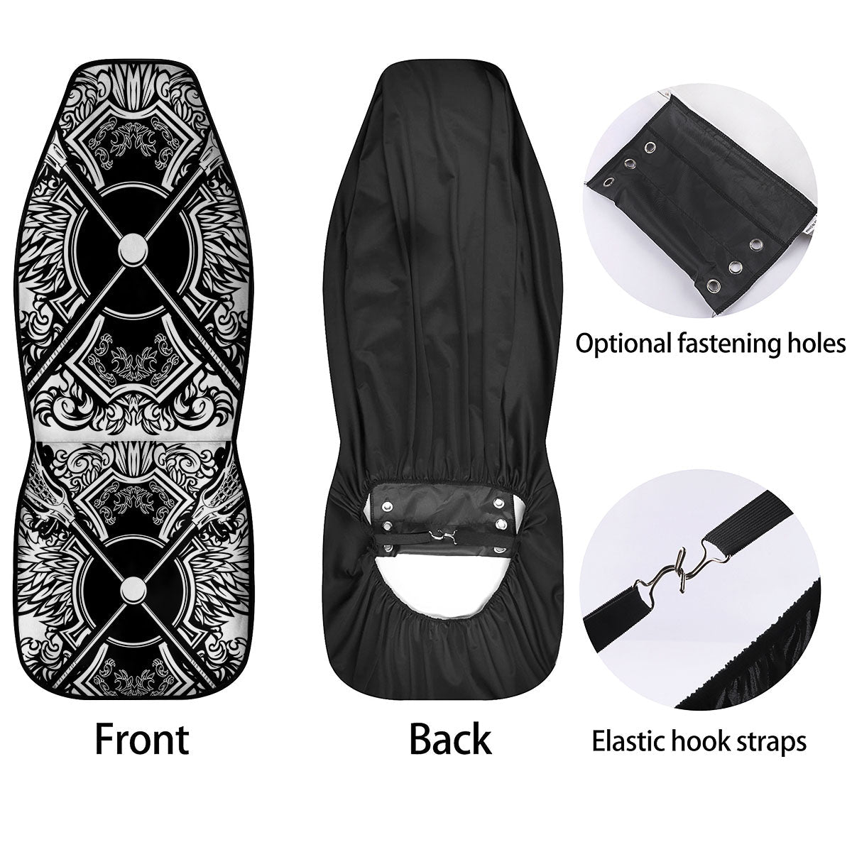 Sticks Lacrosse Ornate Wing Print Car Seat Covers-grizzshop
