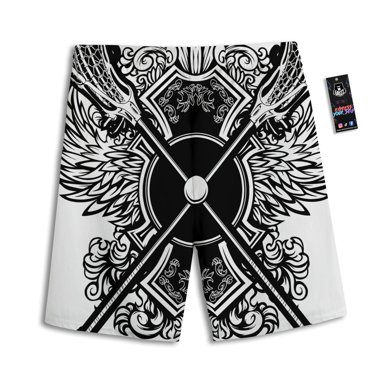 Sticks Lacrosse Ornate Wing Print Men's Athletic Shorts