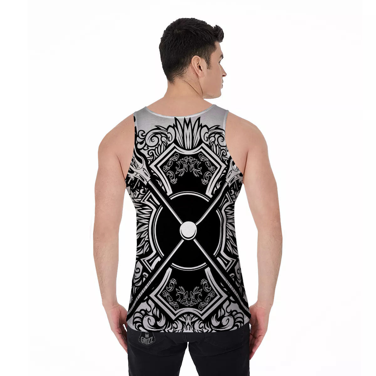 Sticks Lacrosse Ornate Wing Print Men's Tank Top-grizzshop