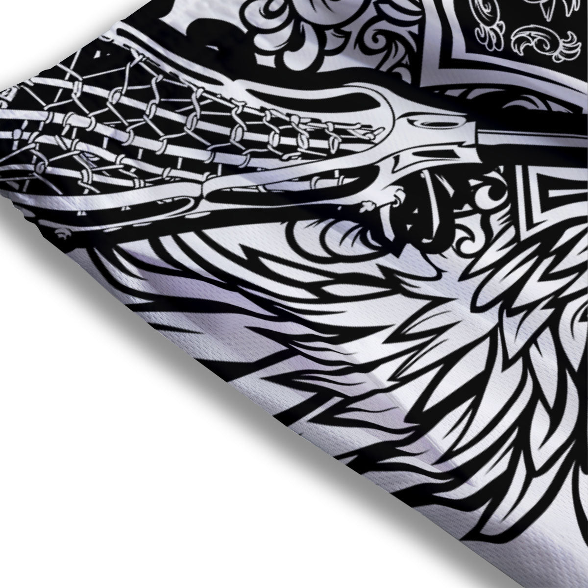 Sticks Lacrosse Ornate Wing Print Mesh Shorts