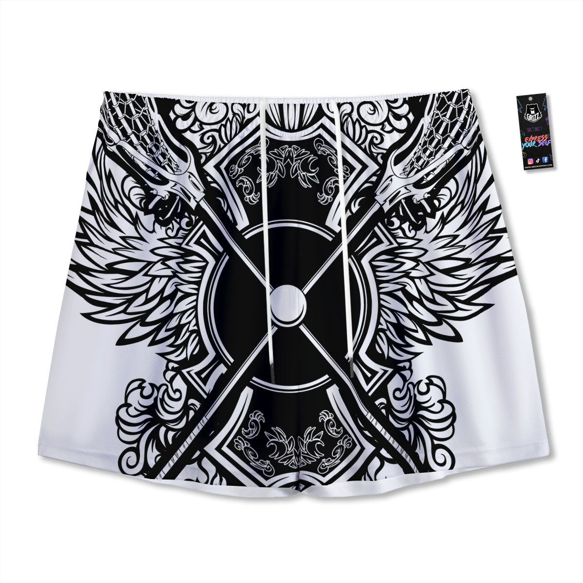 Sticks Lacrosse Ornate Wing Print Mesh Shorts