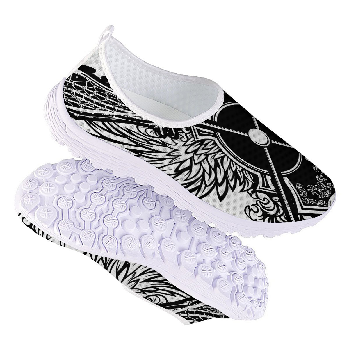 Sticks Lacrosse Ornate Wing Print Nurse Shoes-grizzshop