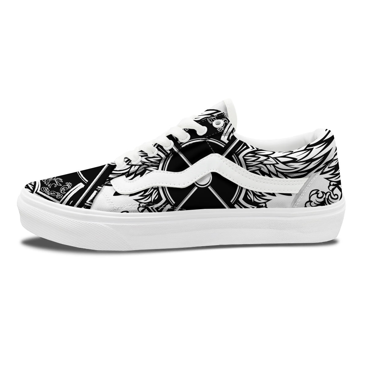 Sticks Lacrosse Ornate Wing Print Skate Shoes-grizzshop