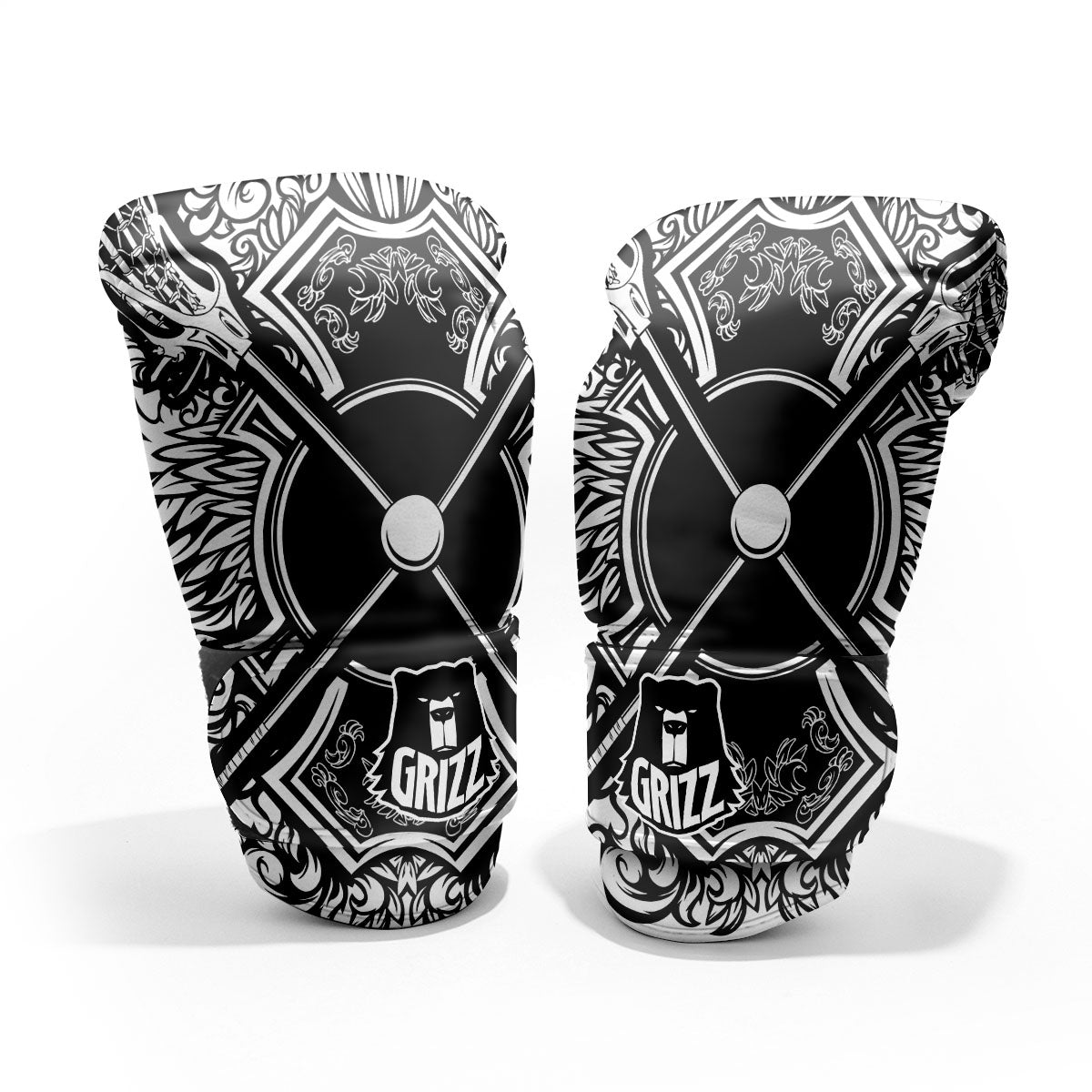 Sticks Lacrosse Ornate Wing Print Pro Boxing Glove
