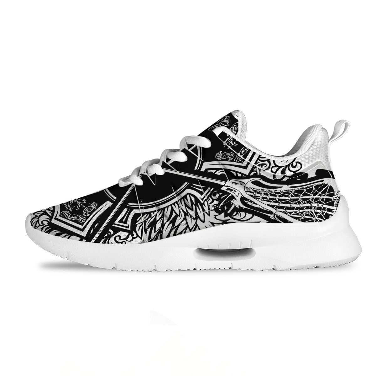 Sticks Lacrosse Ornate Wing Print Tennis Shoes-grizzshop