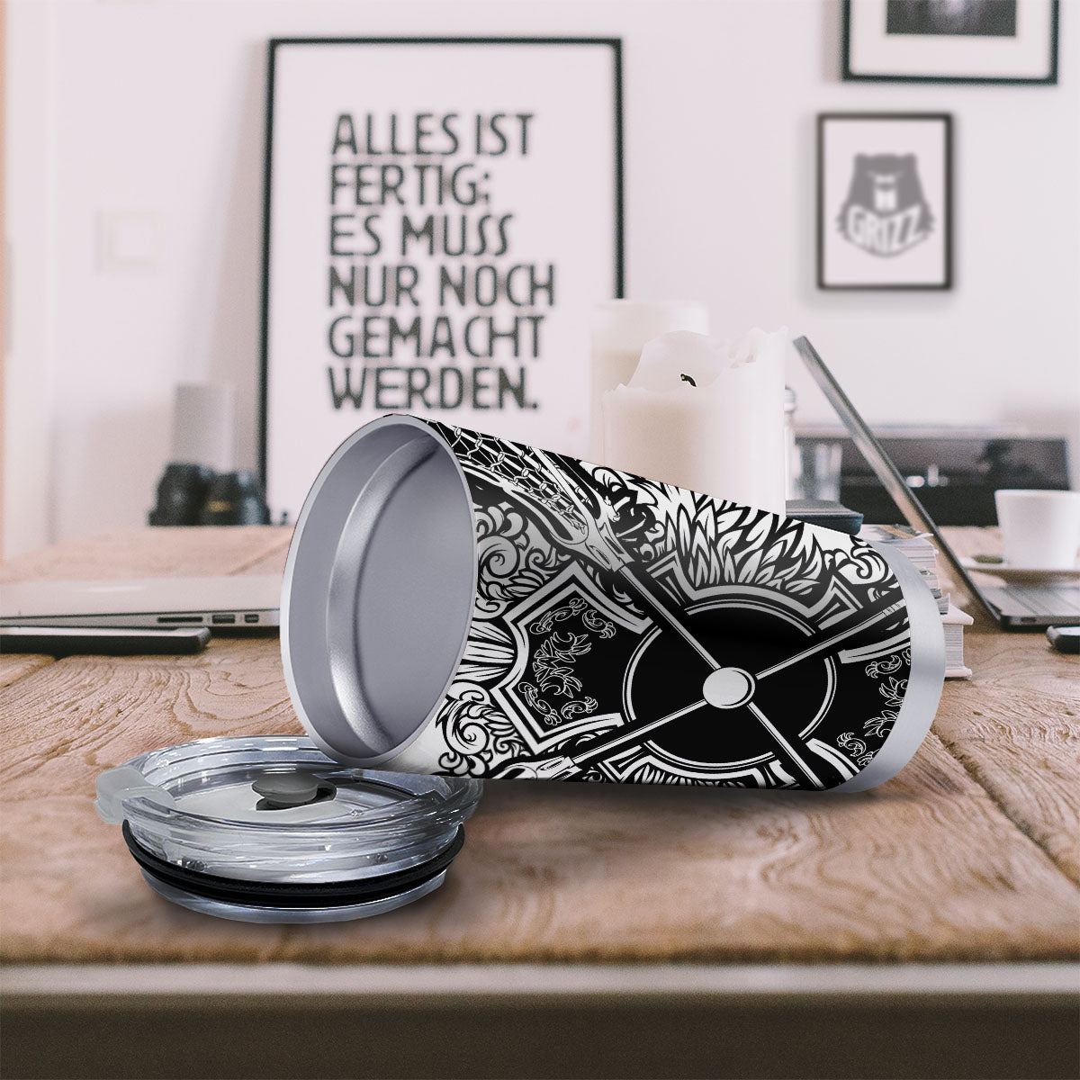 Sticks Lacrosse Ornate Wing Print Tumbler-grizzshop
