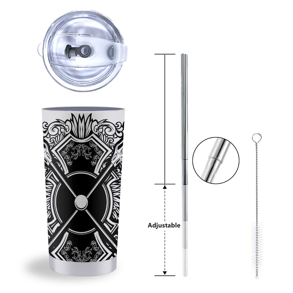 Sticks Lacrosse Ornate Wing Print Tumbler-grizzshop