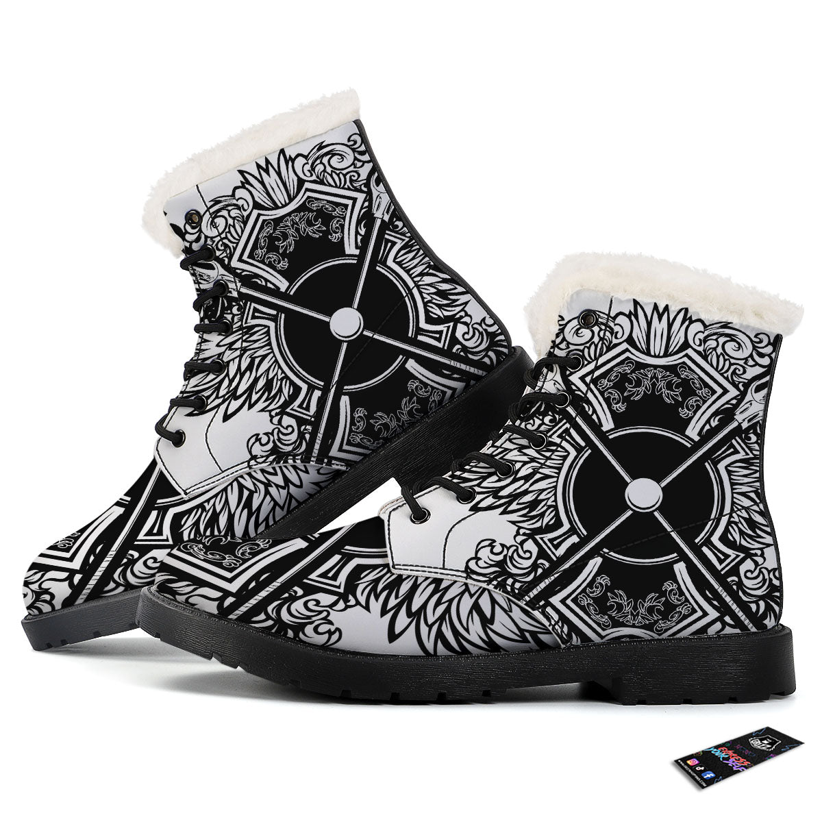 Sticks Lacrosse Ornate Wing Print Winter Boots-grizzshop