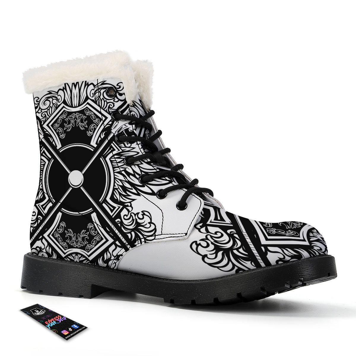 Sticks Lacrosse Ornate Wing Print Winter Boots-grizzshop