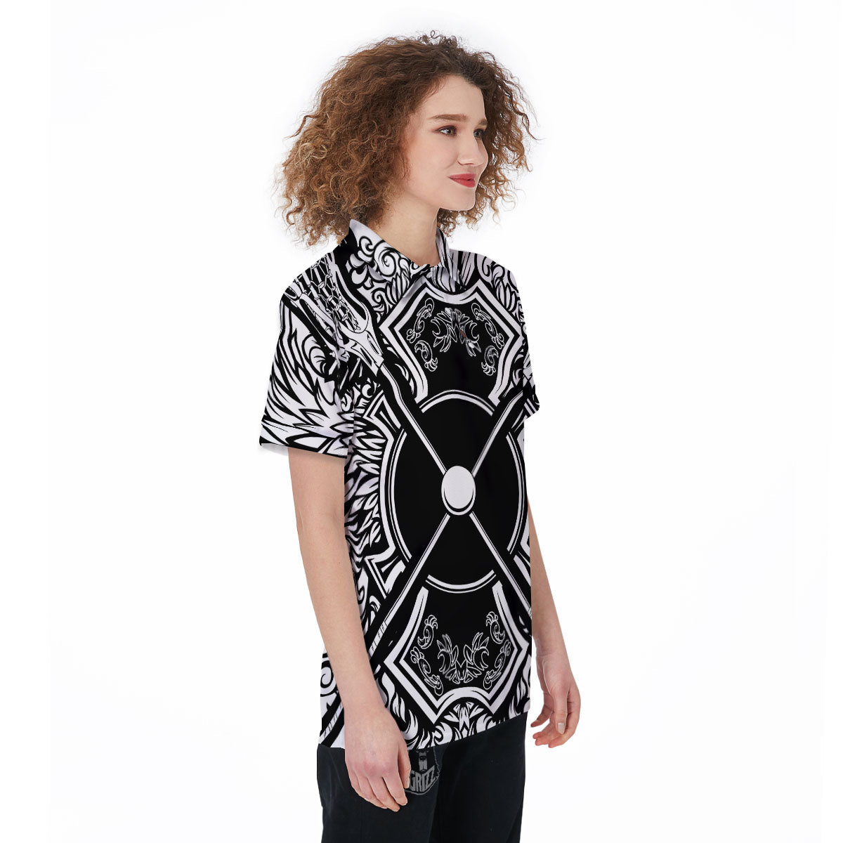Sticks Lacrosse Ornate Wing Print Women's Golf Shirts-grizzshop