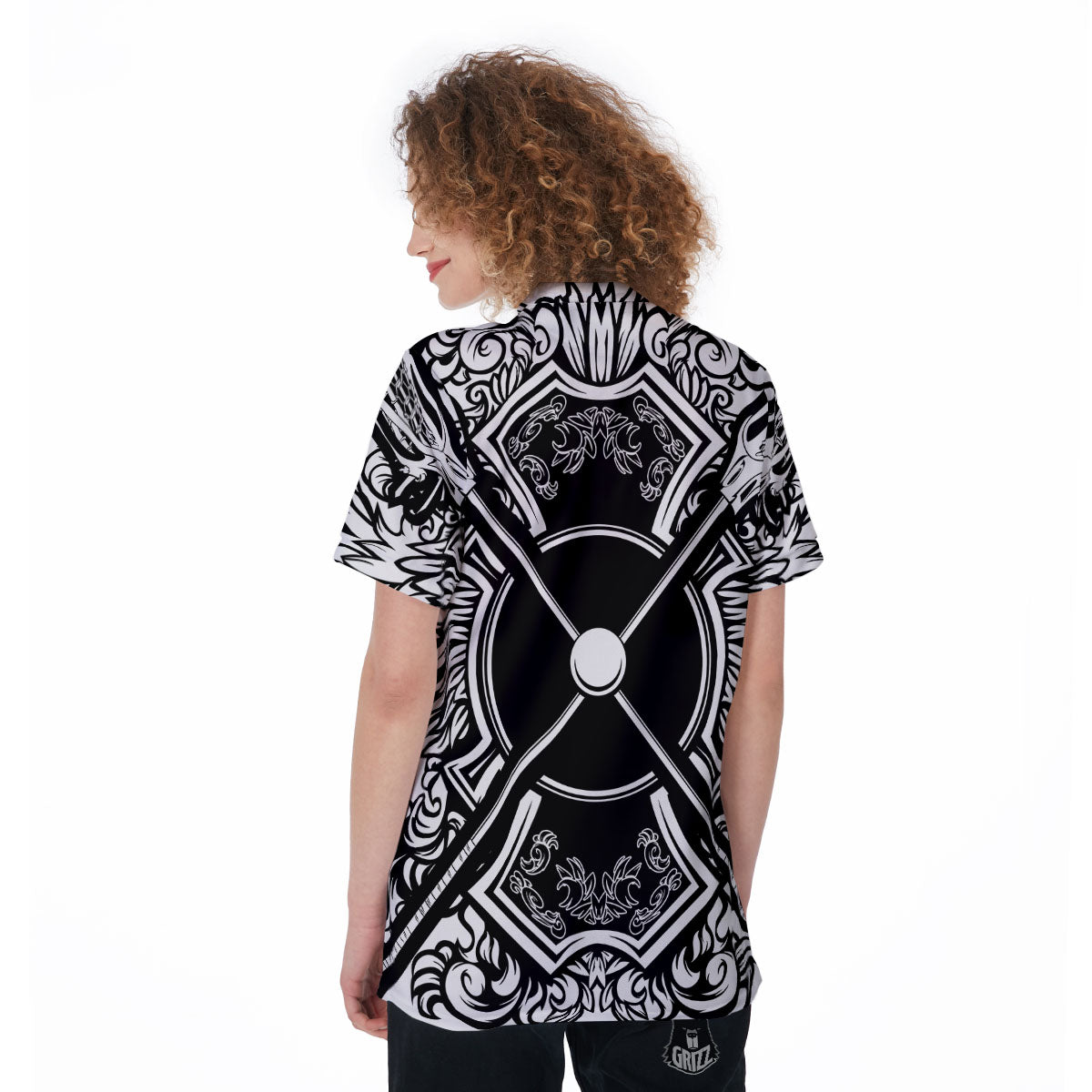 Sticks Lacrosse Ornate Wing Print Women's Golf Shirts-grizzshop