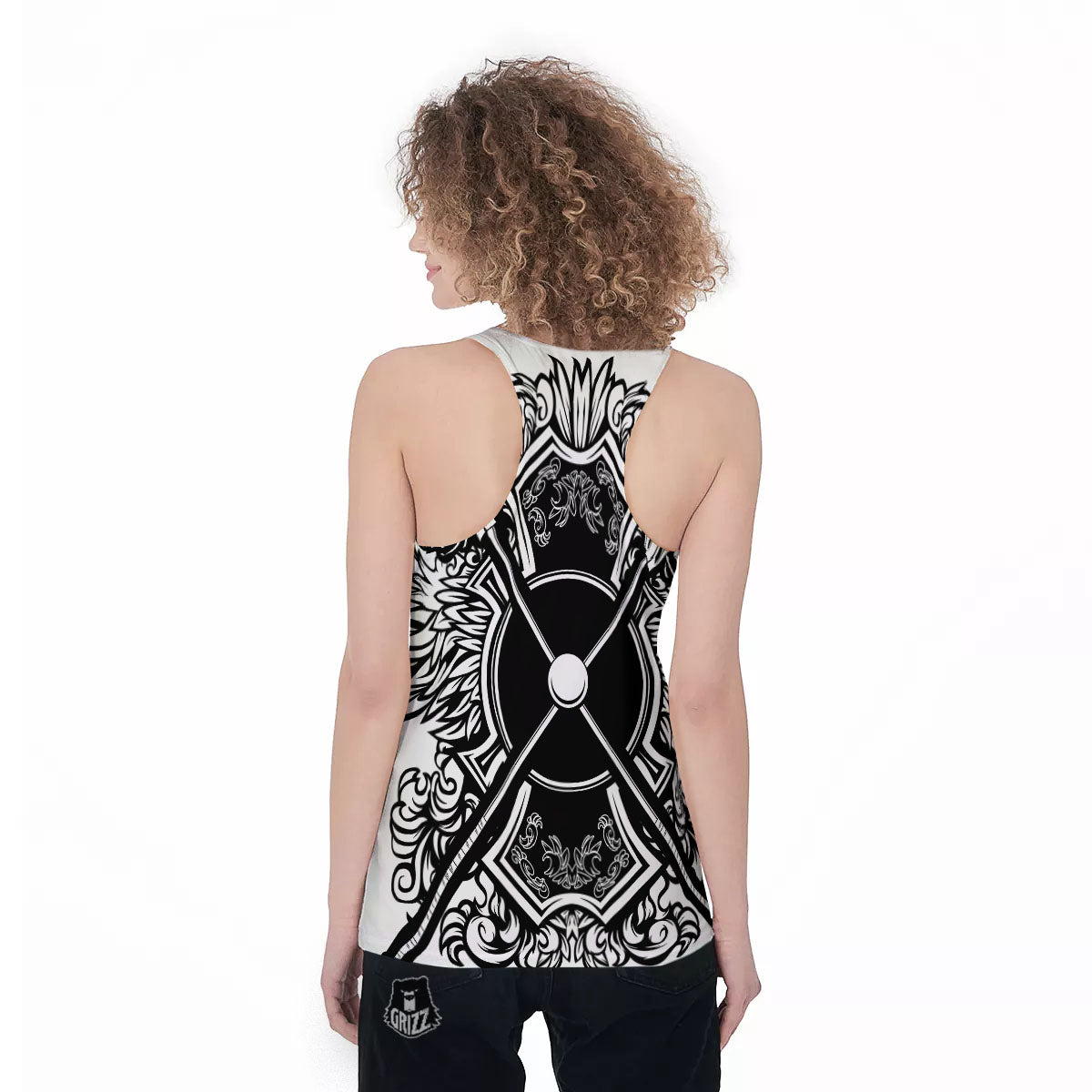 Sticks Lacrosse Ornate Wing Print Women's Racerback Tank Top-grizzshop
