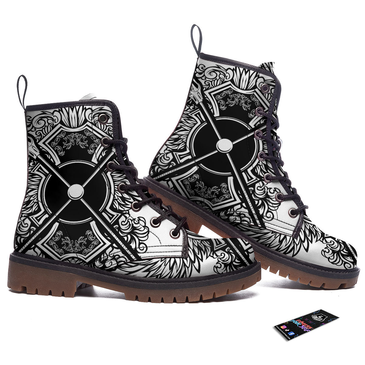 Sticks Lacrosse Ornate Wing Print Work Boots-grizzshop